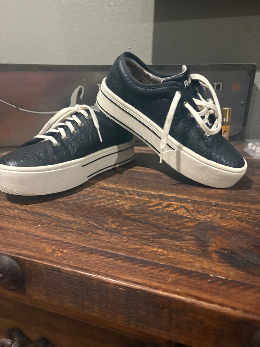 Ariat Black Platform Lace-Up Sneakers with White Soles
